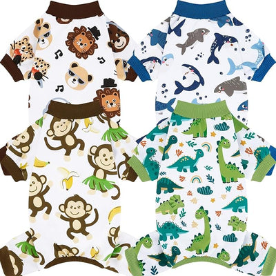 XPUDAC 4 Pack Dog Pajamas Comfy Strechy Doggie Pjs Puppy Clothes for Small Medium Dogs Boy Girl Cat Pet Outfits, XL