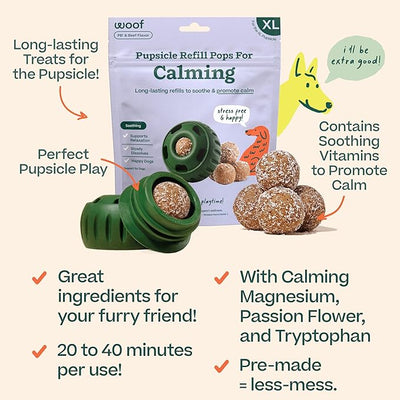 WOOF Pupsicle Refill Pops for Calming - Long-Lasting Refills for The Pupsicle Toy to Promote Calm - Calming Dog Treats - Magnesium for Dogs- XL Pops - 5 Count