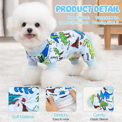 XPUDAC 4 Pack Dog Pajamas for Small Medium Sized Doggie Comfy Strechy Dog Pjs for Boy Puppy Clothes Cat Onesies Pet Outfits, M