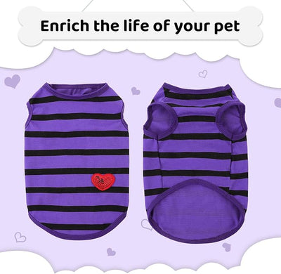 Dog Shirts for Medium Dogs, Striped T-Shirts Pets Vest Pet Apparel Tee Shirts Dog Tank Top Spring Summer Suitable for Chihuahua French Bulldog Bichon Shih Tzu