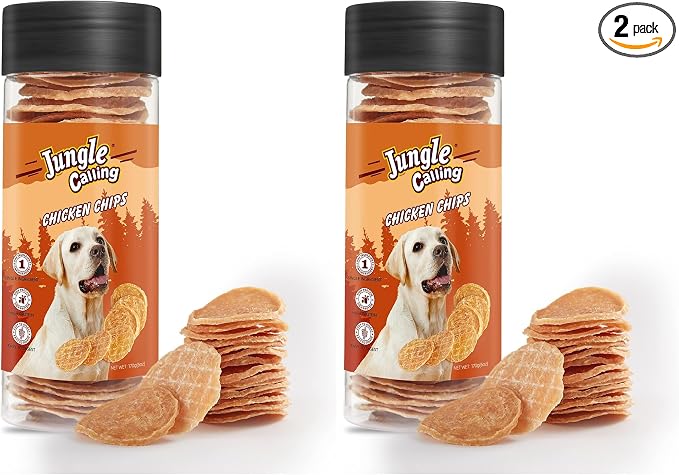Dog Treats, Single Ingredient Chicken Chips, Crunchy Jerky Chip Training Treat for Small Medium Large Breed Dogs, About 32 Count (Pack of 2)