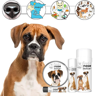 The Blissful Dog Fawn Boxer Nose Butter for Dry, Cracked Skin, Lick-Safe Dog Nose Balm with Moisturizing Shea Butter, Almond, Olive, and Essential Oils, Pet Supplies, Uncented, 0.50 oz.
