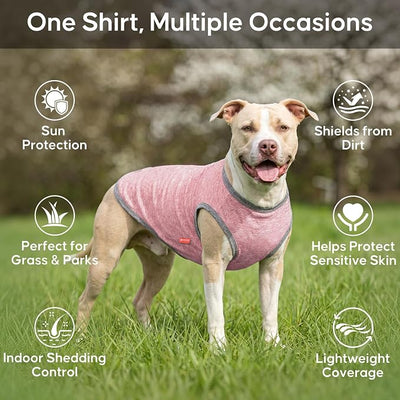 KYEESE 2Pack Dog Shirt, Lightweight Sun Protection Sleeveless Dog T Shirts for Medium Large Dogs Girl, Breathable Pet Reflective Tank Top Summer Dogs Clothes for Outdoor Walking, Pink+Grey, 2XL