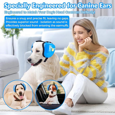 New Dog Ear Muffs for Noise Protection - 30dB NRR Dog Headphones, Noise Cancelling Hearing Protection Against Thunder/Fireworks/Vacuums, Upgraded Design with Bell Accent (Blue, Small)