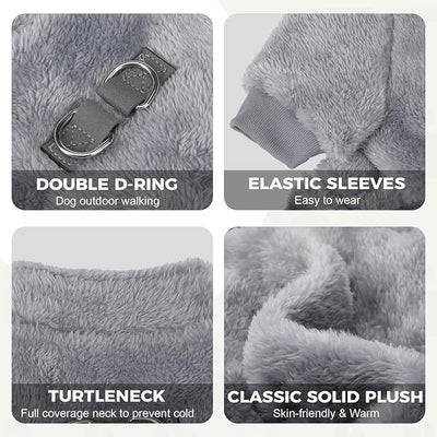 PAWCHIE Dog Fuzzy Velvet Pajamas,Dog Sweater Winter Cloth for Small Dogs Cat,Boy Girl,Pet Jumpsuit, Doggy Apparel for Teacup Yorkie Chihuahua,Grey,XS