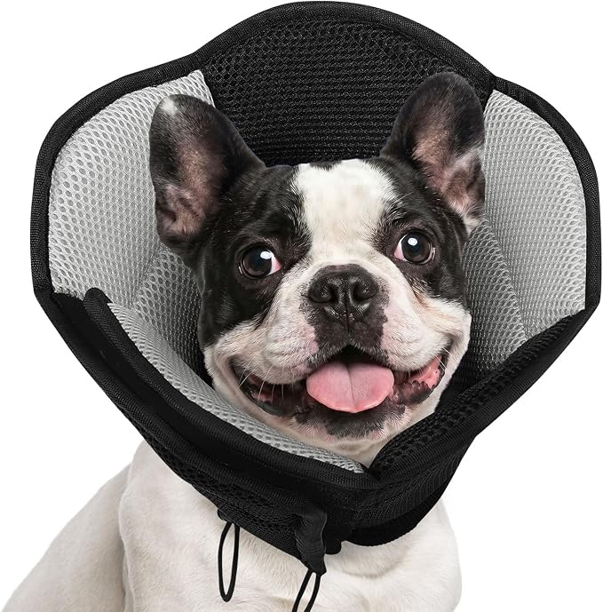 Dog Cone - Soft Dog Cone Collar to Stop Licking, Adjustable Comfy Cones for Dogs After Surgery, Foldable Cones for Dogs Elizabethan Pet Collar for Medium Pets, Pet Recovery Collar, Black M