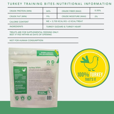 Momentum Carnivore Nutrition Freeze-Dried Turkey Training Bites – Two Ingredients-Turkey Gizzards and Hearts, All-Natural Dog Treats –Made in USA – Perfect for Training & Rewards- 2.5 oz Bag