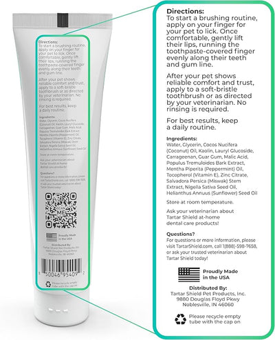 Tartar Shield® Pro Care Natural Coconut Toothpaste for Dogs & Cats, VOHC Accepted, Clinically Proven Plaque, Tartar & Halitosis Reduction, Human-Grade Ingredients, 3 oz.