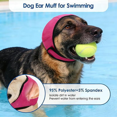 Dog Shower Cap, No Flap Ear Wraps for Dogs, Dog Ear Muffs for Bath – Waterproof Pet Ear Covers for Swimming & Noise Anxiety Relief (Pink, L(Head Circumference 18"-24"))