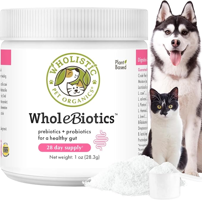 WholeBiotics - Daily Dog Probiotics for Digestive Health Support & Immune Boost - 9 Strains - Prebiotics & Probiotics for Dogs & Cats - Gut Health for Dogs - 1 Oz - 28 Scoops