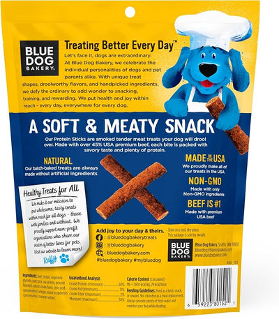 Blue Dog Bakery Protein Jerky Meat Sticks, Made w/ USA Beef #1 Ingredient, Healthy Dog Treats, All Natural, 6 oz (Pack of 8)