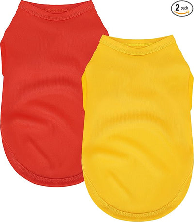 2 Pack Solid Color Dog Shirts - Lightweight, Quick Dry, Breathable Pet T-Shirts for Small to Large Dogs - Stretchy, Durable, Ideal for All Seasons and Holidays.Orange Red S
