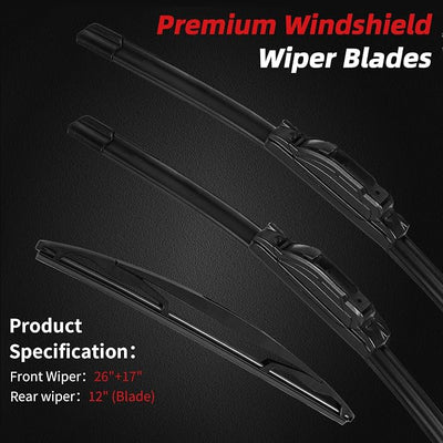 OTUAYAUTO Windshield Wiper Blades Replacement for Honda CRV CR-V 2017-2022 All-Extreme Weather Performance Quiet No Trace Front and Rear Wipers U/J Hook 26"+17"+12" (Pack of 3)