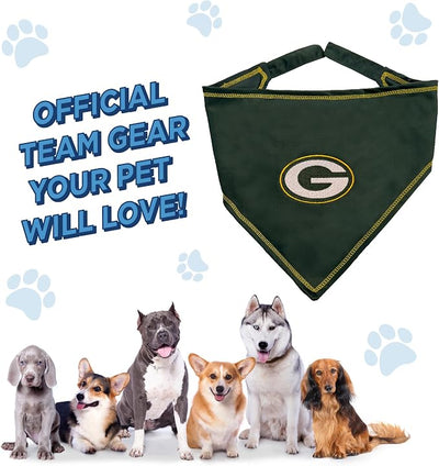 Pets First NFL Green Bay Packers TIE Bandana, Small/Medium. Dog Bandana Scarf Bib for Pet Cat Dog. The Ultimate Game-Day, Party Bandana (GBP-3550-S-M)