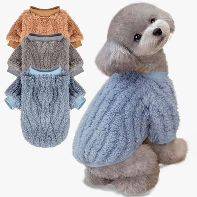 FabriCastle Small Dog Sweaters, 3-Pack Dog & Cat Clothes, Ultra Soft and Warm Pet Jackets for Small Dogs Boy & Girl, Winter Pet Apparel Costumes, Puppy Outfits (Blue,Grey,Doe, X-Large)