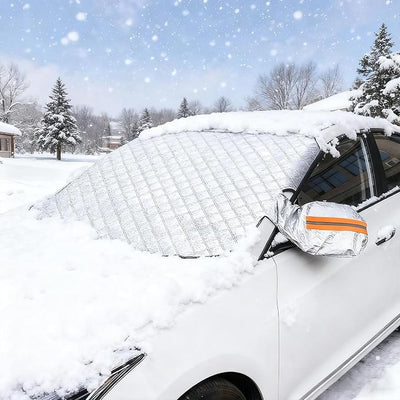 4-Layer Magnetic Windshield Snow Cover for Car, Universal Car Windshield Frost Protector Cover for Ice, Snow, Rain, Dust, for Most Cars, SUV (Sedans/113 * 145cm/44.49 * 57.08in)