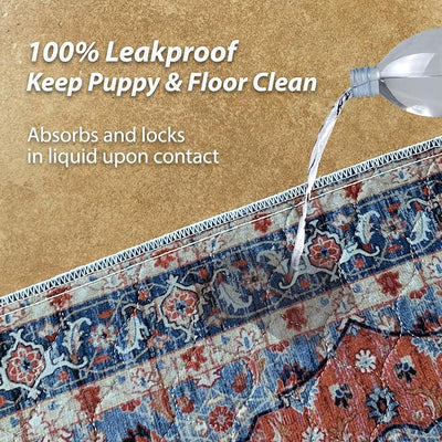 nunubaby Washable Pee Pads for Dogs, Stylish, Non-Slip and Leak-Proof Pee Pads. Reusable Potty Pads for Dogs for Crates and Floors.(Red/Floral,36" x36" )