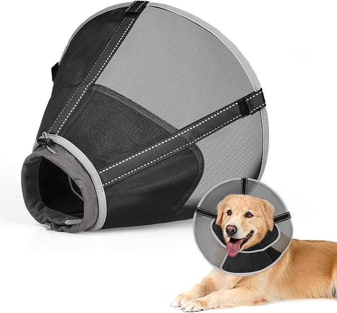 Breathable Mesh Dog Cone Collar for Surgery, Soft Elizabethan Recovery Alternative to Stop Licking,Pet Neck Collar for Large Medium Small Breeds, M