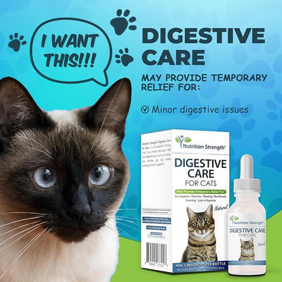Digestive Care for Cats, Natural Constipation Relief for Cats and Kittens & Support for Diarrhea, Bloating, Bad Breath, Vomiting, Lack of Appetite, 60 Milliliters