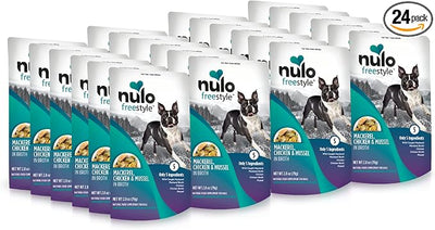 Nulo Freestyle Mackerel, Chicken, & Mussel in Broth Real Meat Dog Food Topper, 2.8 Ounce (Pack of 24)