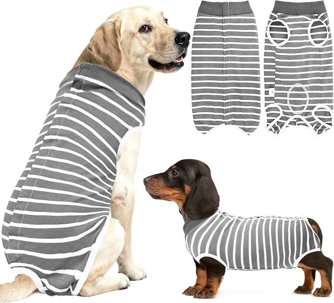 Recovery Suit for Dogs, Soft Dog Surgery Suit for Female Spay Male Neuter | Dog Cone Alternative Surgical Recovery Shirt for Abdominal Wounds, Anti-Licking Pet Clothes for Dogs Cats, Grey, X-Large