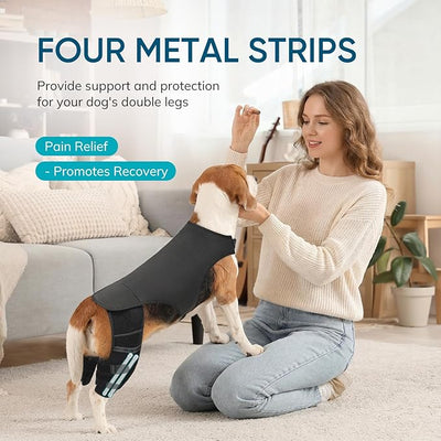 Adjustable Dog Knee Brace for ACL Tear and Arthritis Recovery - Dual Hind Leg Support with Harness Connection - Orthopedic Leg Brace for Joint Stability and Pain Relief in Dog ((XXL)