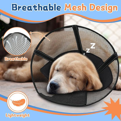 Dog Cone Collar to Stop Licking, Soft Mesh Recovery Collar After Surgery with Liner, Elizabeth Cone Alternative for Medium and Large Dogs, for Surgery, Spay, Neuter, Wound Care,XS,Black and Blue