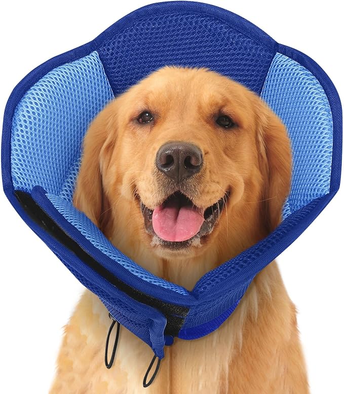 Dog Cones for Large Dogs, Soft Pet Cone Stop Licking After Surgery, Adjustable Pet E-Collar Alternative for Wound Healing, Dark Blue X-Large