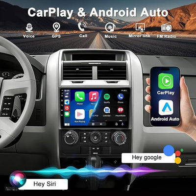 4G+64G Car Radio Stereo for Ford Escape 2007-2012: Upgrade Android 15 9" Touchscreen Head Unit Wireless CarPlay Android Auto, BT 5.4, WiFi 6, GPS, FM, RDS, EQ, SWC, 1080P Backup Camera