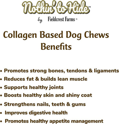 Fieldcrest Farms Nothin to Hide Flip Chips Dog Chews - Natural Rawhide Alternative Treats for Dogs, Collagen Based Snack for Moderate Chewers Up to 35lbs, Chicken Flavor