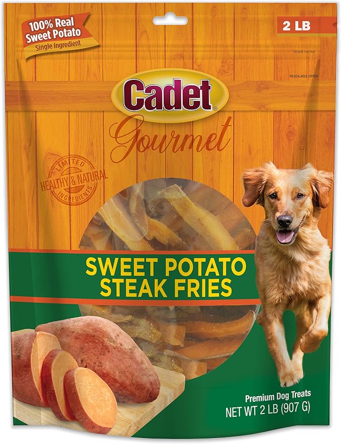 Gourmet Sweet Potato Fries Dog Treats - Healthy & Natural Sweet Potato Dog Training Treats for Small & Large Dogs - Inspected & Tested in USA (2 lbs.)