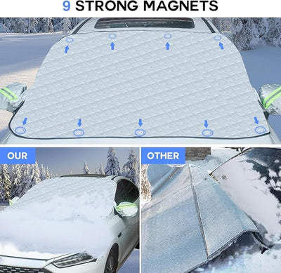 Windshield Cover for Ice and Snow for Ford Escape 2000-2019 2020 2021 2022 2023 2023 2024 2025, Car Magnetic Anti-Snow Cover Frost with Side Mirror Covers Accessories,Silver