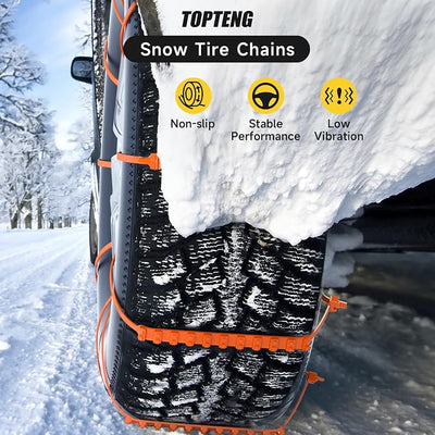 Topteng 20Pcs Emergency Snow Tire Chains Anti-Skid Traction Belts for Car SUV Truck – Universal Fit for 6.9–11.6 Inch Tires – Nylon Winter Road Grip Straps for Ice Mud Sand, Zip Tie Tire Chains