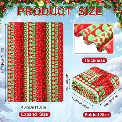 Tuanse 58 x 43 Inches 12 Volt Heated Car Blanket Plug in Portable Car Electric Blanket with Cigarette Lighter, Temperature Controller and Storage Bag for Rv Truck Traveling(Red Green,Christmas Candy)