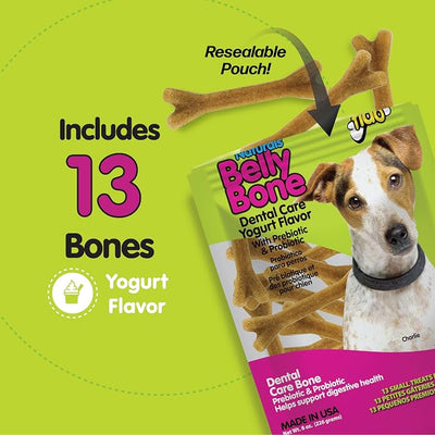 Fido Belly Bones for Dogs, Small - 13 Count, Pack of 3 - Yogurt-Flavor Dental Treats for Small Dogs - Plaque & Tartar Control for Fresh Breath - Digestive Support - Made in USA (39 Total)