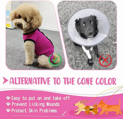 Dog's Recovery Suit Post Surgery Shirt for Puppy, Small Dog Surgical Recovery Suit for Female Male Dogs, Dog Onesie Protect Surgical Wound(Rose red-l)