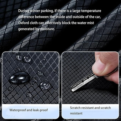 Windshield Cover for Ice and Snow, Winter Summer Sunshade with Thickened 600D Oxford Fabric, Universal Car Frost Shield Snow Cover Windshield Protector Green Earmuffs with Four Straps
