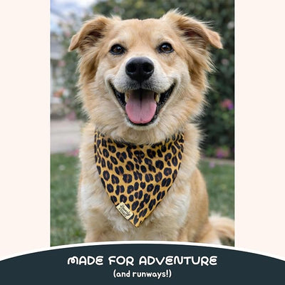 Snap-On Dog Bandana for Small Medium Large Pets, Dogs Cats Adjustable Handkerchief Scarf for Girl & Boy, Funny Cute Puppy Apparel & Accessories (Cheetah, Small)