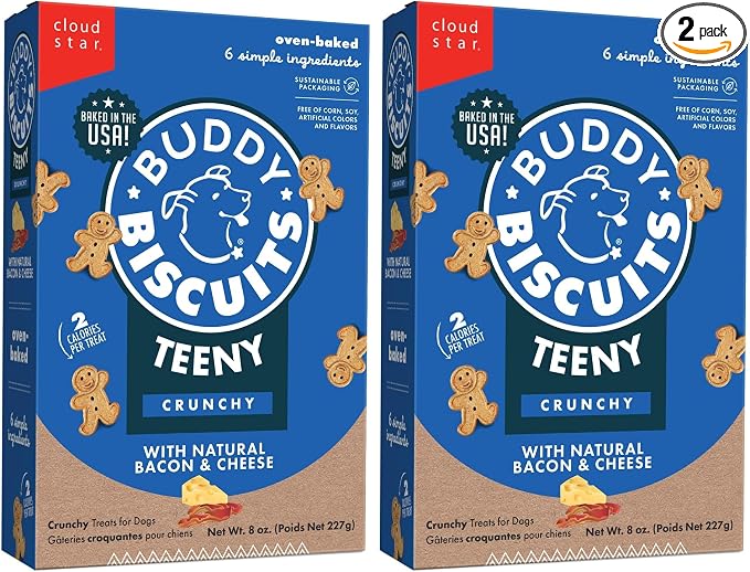 Cloud Star 8 oz. Box Teeny Crunchy Dog Treats Made with Bacon & Cheese (Pack of 2)