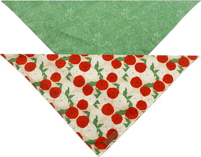 Realeaf Spring Dog Bandanas 2 Pack,Floral Pet Scarf for Boy and Girl, Premium Durable Fabric, Seasonal Bandana for Dogs (Small)