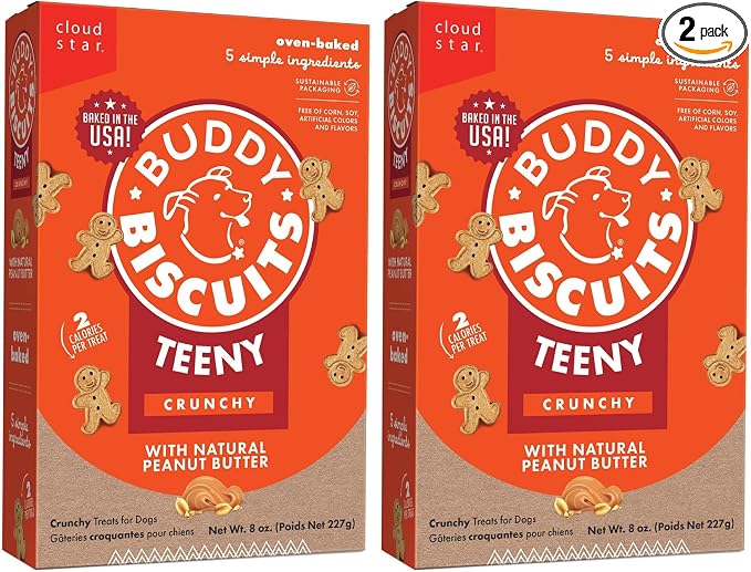 Teeny Crunchy Dog Treats, Peanut Butter, 8 oz. Box, (Pack of 2)