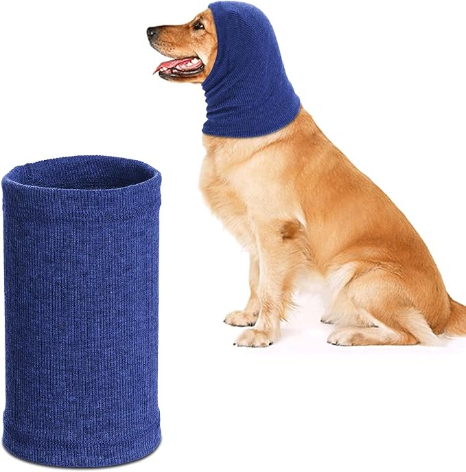 Quiet Ears for Dogs, 1 Piece Dog Ear Cover Hoodies Dog Ear Muffs Headband Noise Ear Protection Warm Winter Scarf (Blue, Small)
