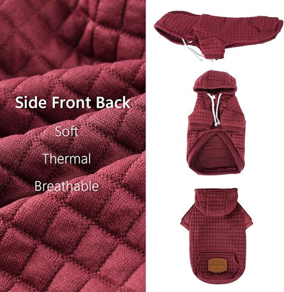 2 Pack Dog Hoodie Sweaters for Small Medium Dogs Warm Dog Clothes for Large Dogs Soft Waffle-Like Laminated Sweatshirt Bulldog (Dark Green+Wine Red, L (Back: 19",Chest: 28", Neck: 17.5"))