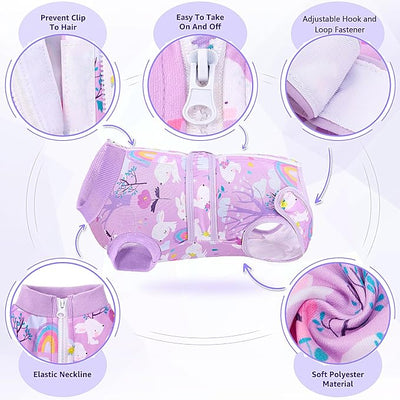 Lukovee Recovery Suit for Dogs, Zipper On Dog Surgery Suit for Female Male Dog, Onesies Bodysuit Prevent Licking Spay Abdominal Wounds Bandages E-Collar Alternative (Purple, S)