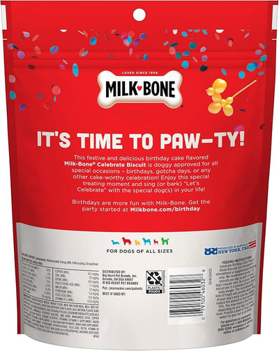 Milk-Bone Celebrate Birthday Cake Artificially Flavored Biscuits, Small Dog Treats, 8 oz. Bag (Pack of 6)