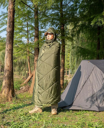 iClimb Heated Camping Blanket with Hood and 5V 5000mAH Battery Pack (Green)