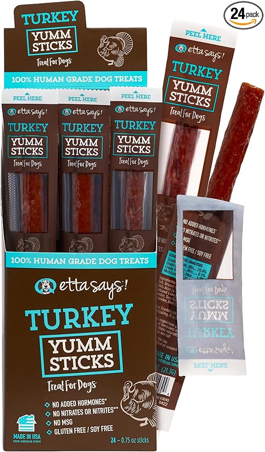 Yumm Sticks - Real Meat Turkey Dog Jerky Treats - Human Grade - Made in The USA (24 Count Pack of 1)