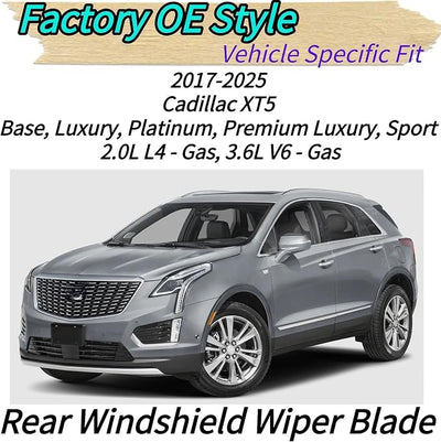 Rear Wiper Blade & Arm Replacement for Cadillac XT5 2017-2025 2024 2023 2022 2021 2020 2019 2018 Base Luxury Platinum Premium Luxury Sport Models - All-Season Rear Back Windshield Wiper Blade Set