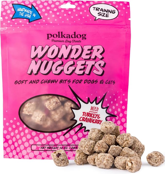 Wonder Nuggets Soft & Chewy Dog Treats - Turkey & Cranberry, All Natural, Limited Ingredient, Premium Training Treats for All Breeds, Great for Allergies, Made in USA - 10oz