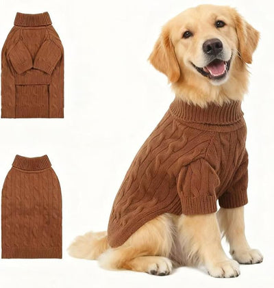 Small/Medium Dog Sweater, Warm Dog Winter Coat w/Sleeves, Comfortable High Neck Premium Dog Clothes for Golden Retriever-Best for Holidays, Daily Walks XXL Brown